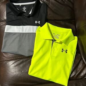 Under Armour Polo Shirts - Black, Gray, and Neon Yellow